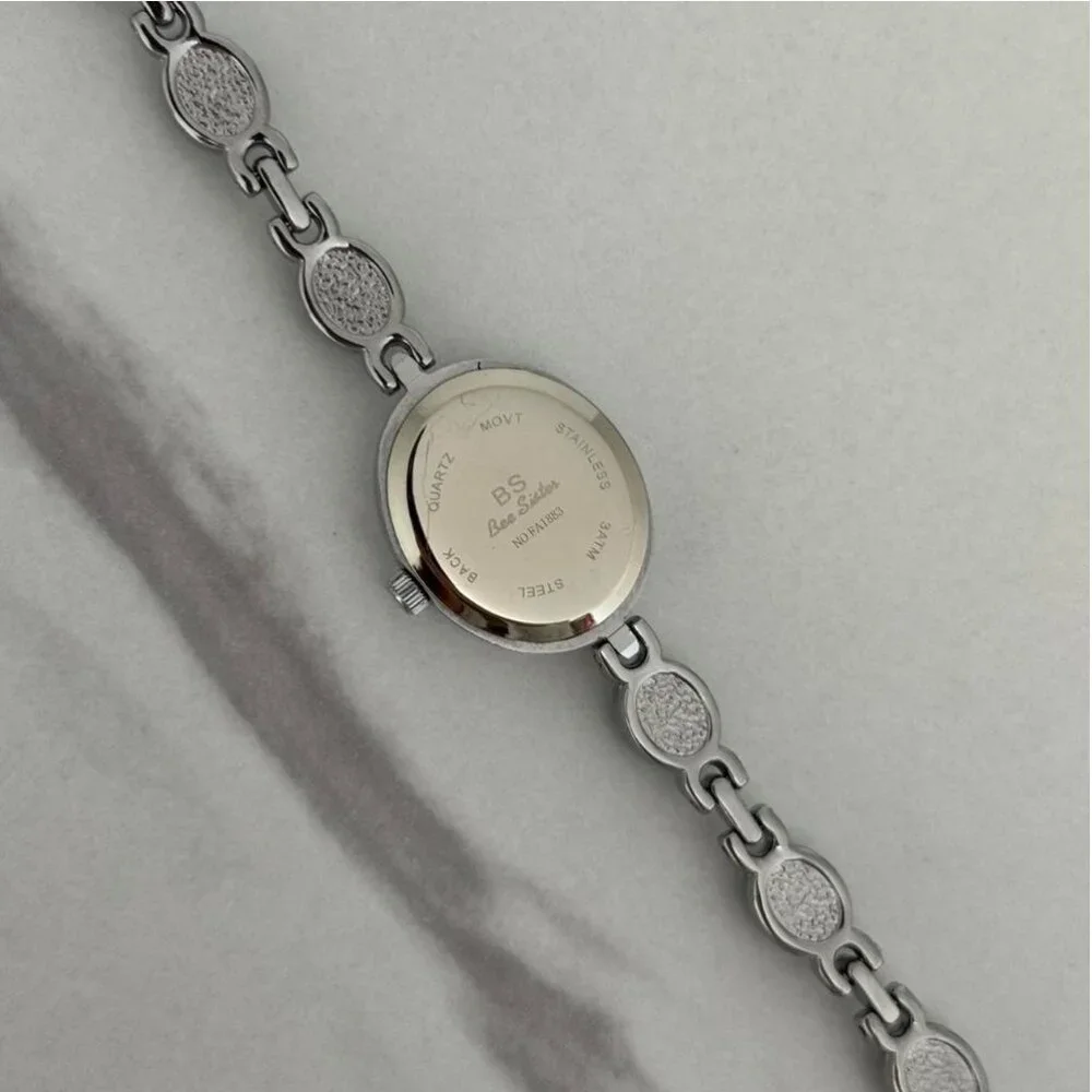 Sku0458 Retro Silver Green Gemstones Women Casual Oval Watch Bracelet + gift bag